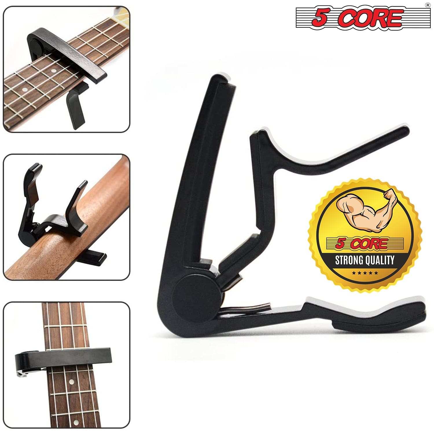 Guitar Accessories 5 Core 2Pc Capo Acoustic Fret Electric Clip Guitar String Instrument Clamp Neck CAPO BLK 2 Pcs Breakthrough-Guitar-Gifts