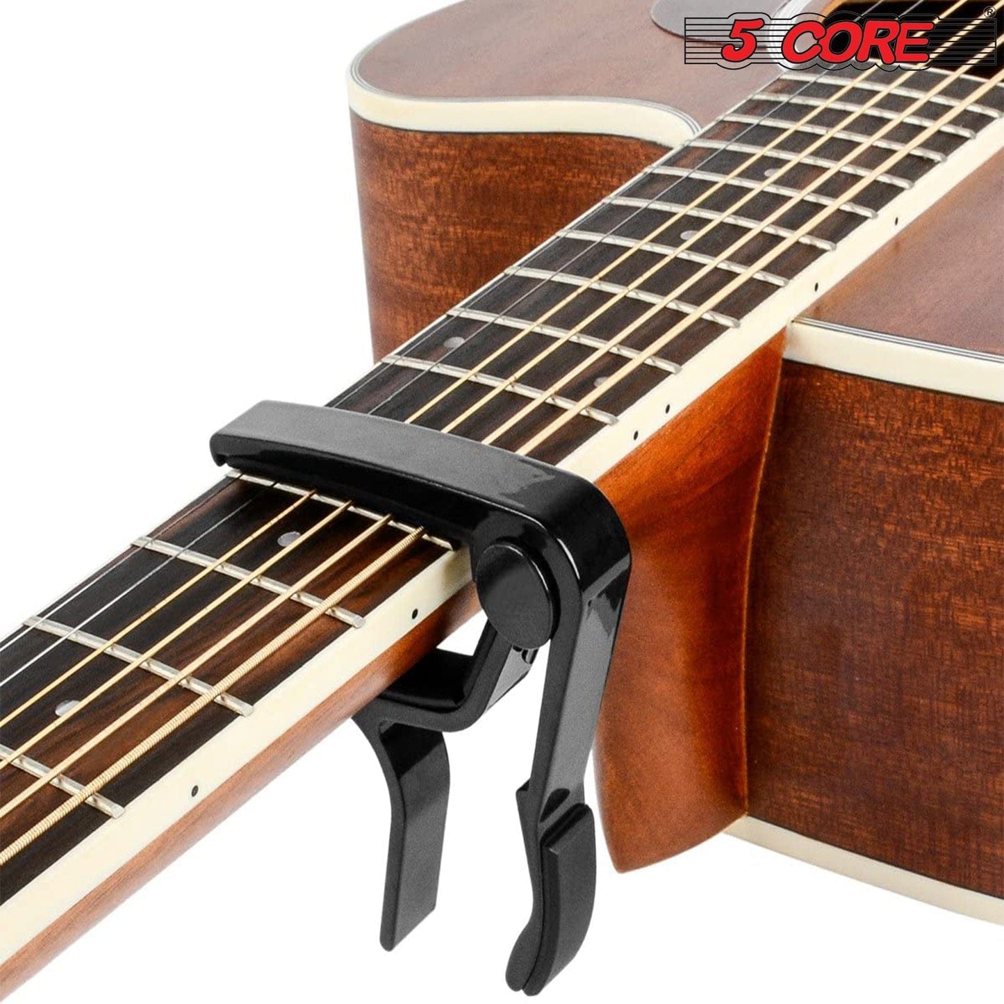 Guitar Accessories 5 Core 2Pc Capo Acoustic Fret Electric Clip Guitar String Instrument Clamp Neck CAPO BLK 2 Pcs Breakthrough-Guitar-Gifts