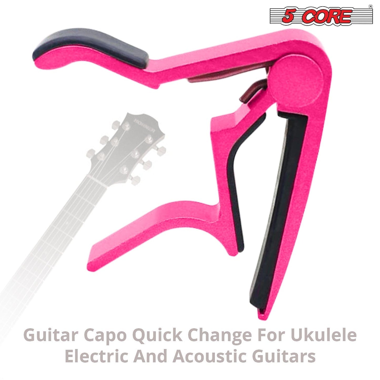 Guitar Accessories 5 Core 2Pc Capo Acoustic Fret Electric Clip Guitar String Instrument Clamp Neck CAPO PNK 2 Pcs Breakthrough-Guitar-Gifts