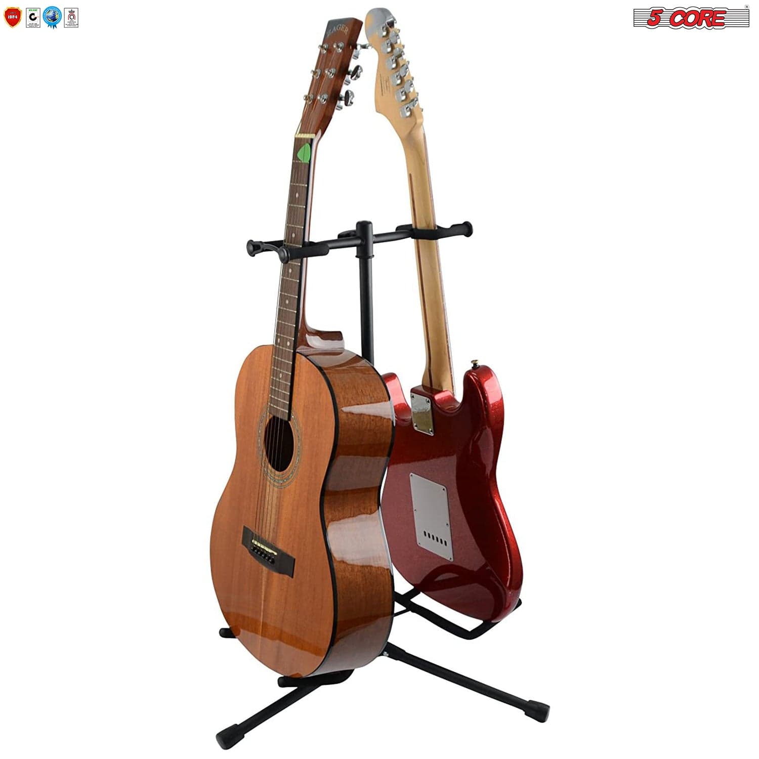 Guitar Stands 5Core Metal Guitar Stand for Acoustic Classic Electric Guitar Detachable Musical Instrument Stand (2 Guitar Holders) Breakthrough-Guitar-Gifts