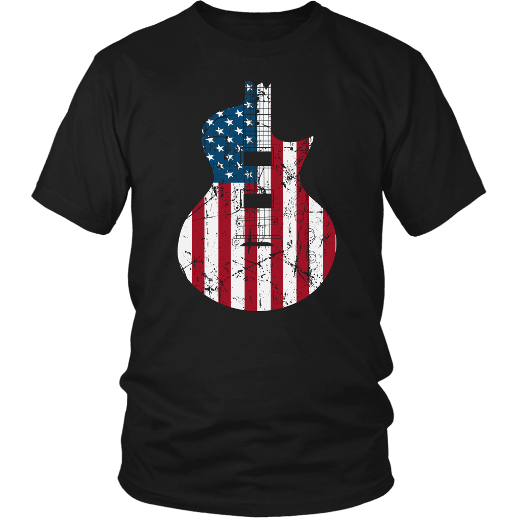 T-shirt District Unisex Shirt / Black / S American Flag Acoustic Guitar Shirt Breakthrough-Guitar-Gifts