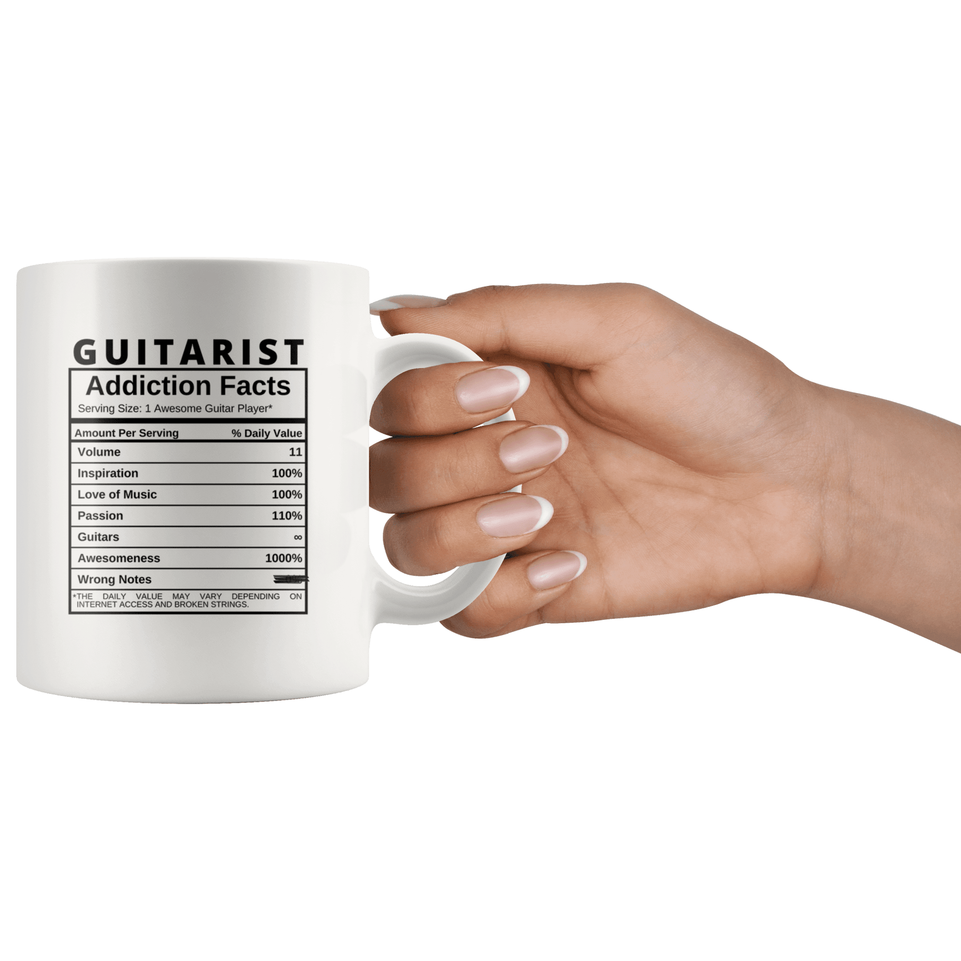 Drinkware Guitarist Nutritional Facts - Coffee Mug Breakthrough-Guitar-Gifts