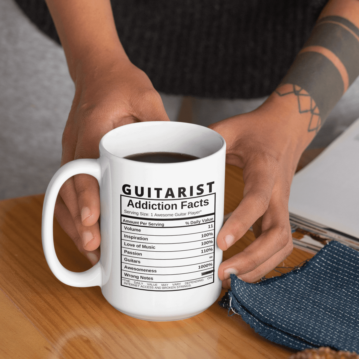 Drinkware Guitarist Nutritional Facts - Coffee Mug Breakthrough-Guitar-Gifts