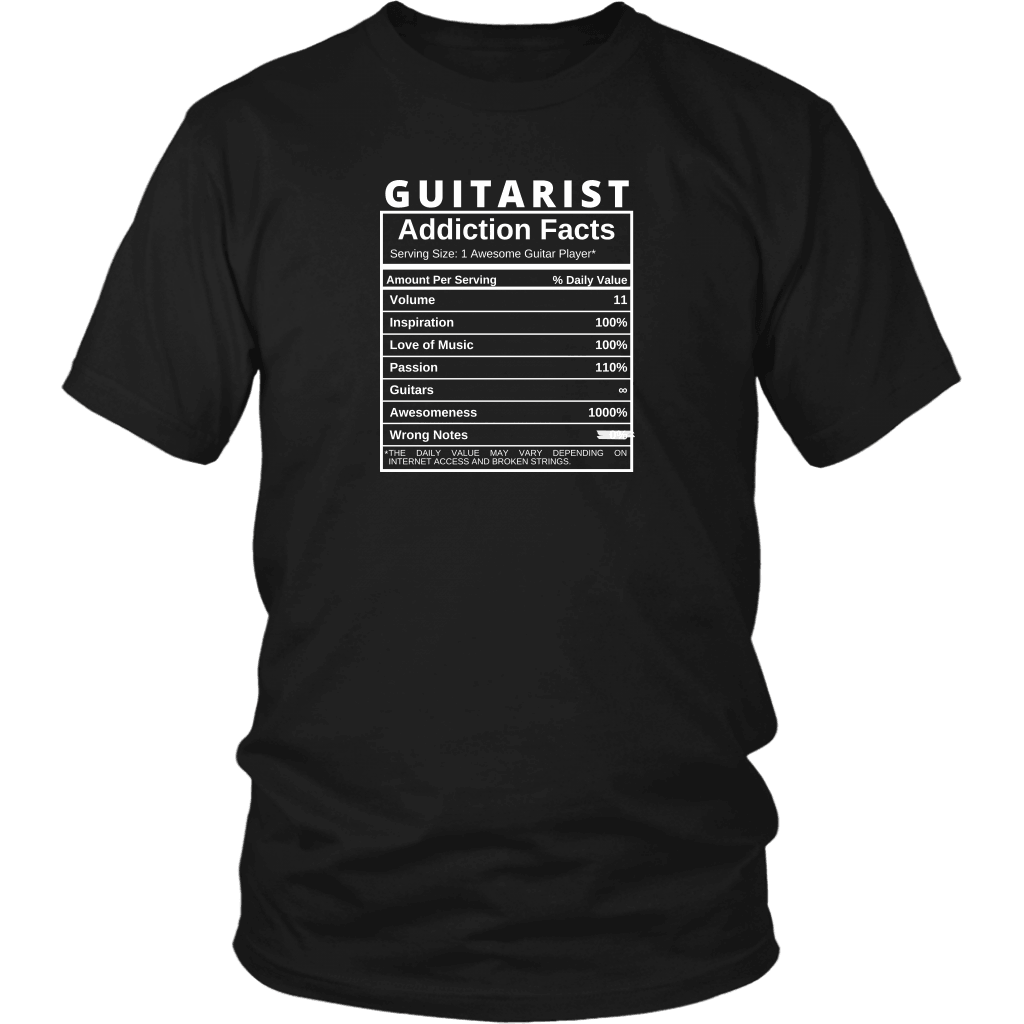 T-shirt District Unisex Shirt / Black / S Guitarist Nutritional Facts - Shirt Breakthrough-Guitar-Gifts