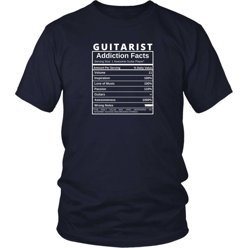 T-shirt District Unisex Shirt / Navy / S Guitarist Nutritional Facts - Shirt Breakthrough-Guitar-Gifts