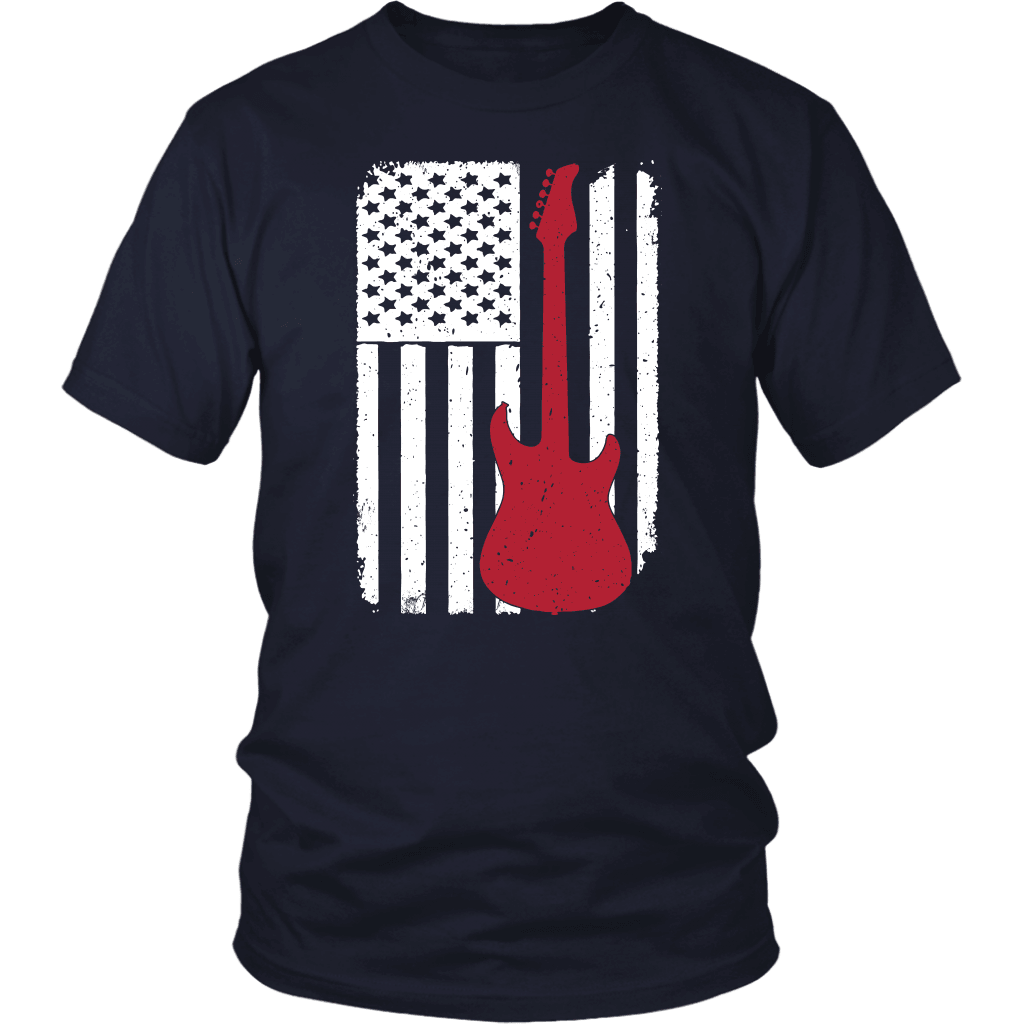 T-shirt District Unisex Shirt / Navy / S White Flag Guitar Breakthrough-Guitar-Gifts